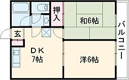 ワコーレエレガンス青梅 5階2DKの間取り