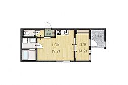 サルース 1階1LDKの間取り