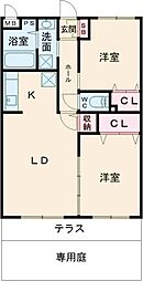ジャルディーノ 2階2LDKの間取り