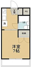 煉瓦館61 1Kの間取図画像