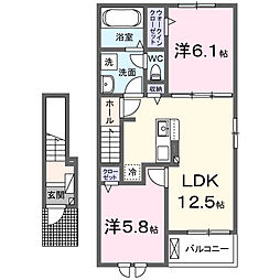 メルベージュ伊万里5 2LDKの間取図画像