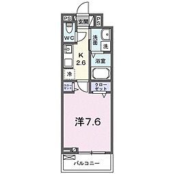 クラール中市　I 2階1Kの間取り