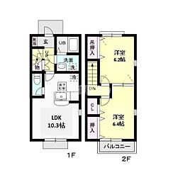 ベルリュミエール2 2LDKの間取図画像