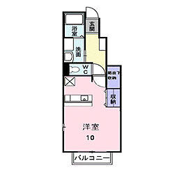 エヴァーグリーンII 1階ワンルームの間取り