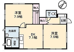 ＤＯＬＣＥ　Ｓ 1階2DKの間取り