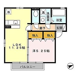 アルペジオ久原A 1LDKの間取図画像