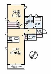 シャーメゾンＬｉｂｅｒｔｅ 1階1LDKの間取り