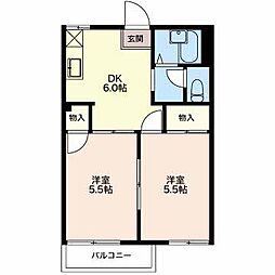 ボナール今本A 1階2DKの間取り