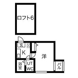 アルテーシア 2階1Kの間取り