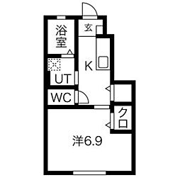 スターク 1階1Kの間取り