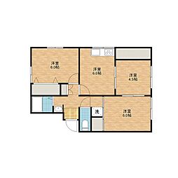 リバーサイド鹿尾 3DKの間取図画像