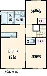 クラヴィエ桑野 2LDKの間取図画像