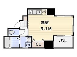 リバーコート住吉 4階ワンルームの間取り
