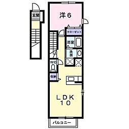プリマヴェーラI番館 2階1LDKの間取り