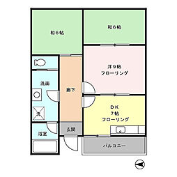 田波ビル 2階3DKの間取り
