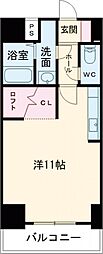 ロゼリア 1階ワンルームの間取り