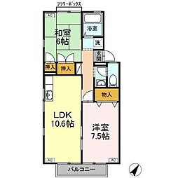 ジュネス北本町B 2LDKの間取図画像