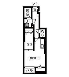 luneIIA棟 1階1LDKの間取り
