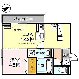 JR信越本線 三条駅 徒歩13分の賃貸アパート 2階1LDKの間取り