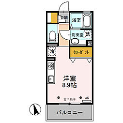 OHANA〜オハナ〜 2階ワンルームの間取り