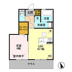 アントス　Ａ 1階1LDKの間取り