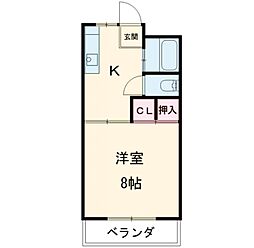 阿部ハイツNo.1 1DKの間取図画像