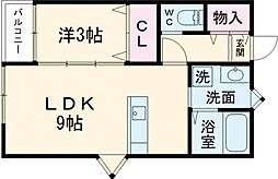 熊本電気鉄道 三ツ石駅 徒歩5分の賃貸アパート 1階1LDKの間取り