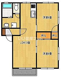 東武伊勢崎線 太田駅 徒歩18分の賃貸アパート 2階2LDKの間取り