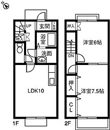 プラッサムコート森本Ａ 1階2LDKの間取り