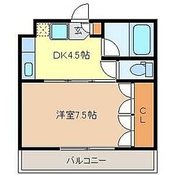 イーグルハイツ1高松 1DKの間取図画像