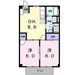 カレントハウス2A 2DKの間取図画像