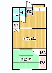 甲根ハイツ 1階2DKの間取り