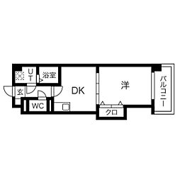 西鉄天神大牟田線 都府楼前駅 徒歩4分の賃貸マンション 3階1DKの間取り