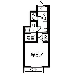 MEZY南仙北 1階1Kの間取り