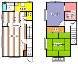 サンビレッジ平野台C 1階2LDKの間取り
