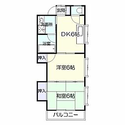 コーポ義 2階2DKの間取り
