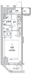 横浜市営地下鉄ブルーライン 蒔田駅 徒歩4分の賃貸マンション 6階1Kの間取り