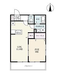 クリントブロン2 1階1LDKの間取り