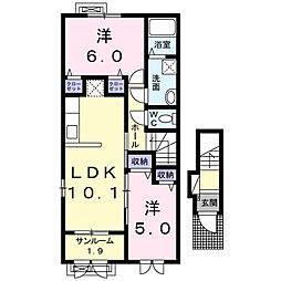 ヴィラ清瀧D 2LDKの間取図画像