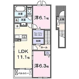 つくば市要元猿壁アパート 2LDKの間取図画像