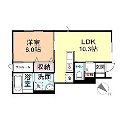 ｍａｈｉｎａ（マヒナ） 1階1LDKの間取り