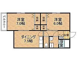 Ｍｅｉｌｌｅｕｒ・Ｙ 3階2DKの間取り