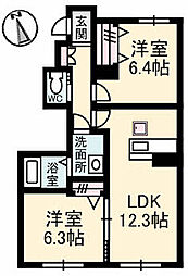 GRANDMAST高松中央C 2LDKの間取図画像