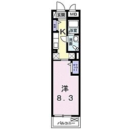 ボン　モマン 3階1Kの間取り