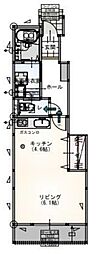 ピッコロA棟 1階ワンルームの間取り