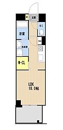 JR鹿児島本線 博多駅 徒歩17分の賃貸マンション 10階ワンルームの間取り