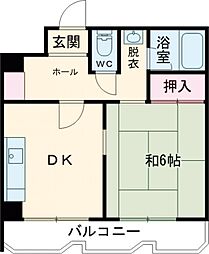 ヴィラ扇 4階1DKの間取り