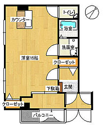 浦山マンション 1階ワンルームの間取り