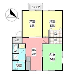 コーポみやまえ 2階3DKの間取り