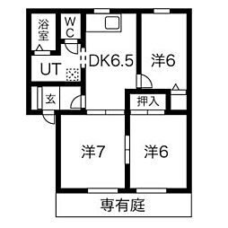 パークハイツ北洞C 3DKの間取図画像